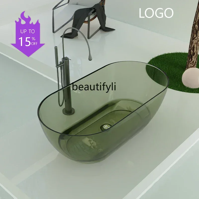 

6239Qimeishi pure resin transparent crystal color bathtub hotel household oval bathtub