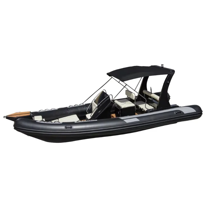 

Semi-rigid PVC Pipe Ribbed Boat Fiberglass Hull Yacht with Awning
