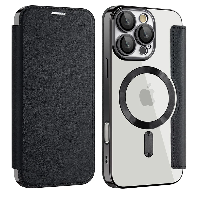For Magsafe Magnetic 360 ° Full Protection Leather Wallet Card Slot Flip Phone Case For iPhone 16 Pro Max 14 11 12 13 15 Pro Max