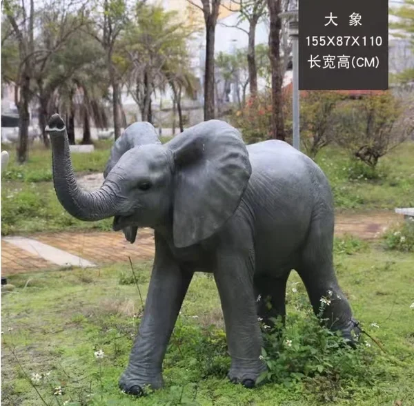 Large Garden Fiberglass Life Size Elephant Statue Outdoor Decoration