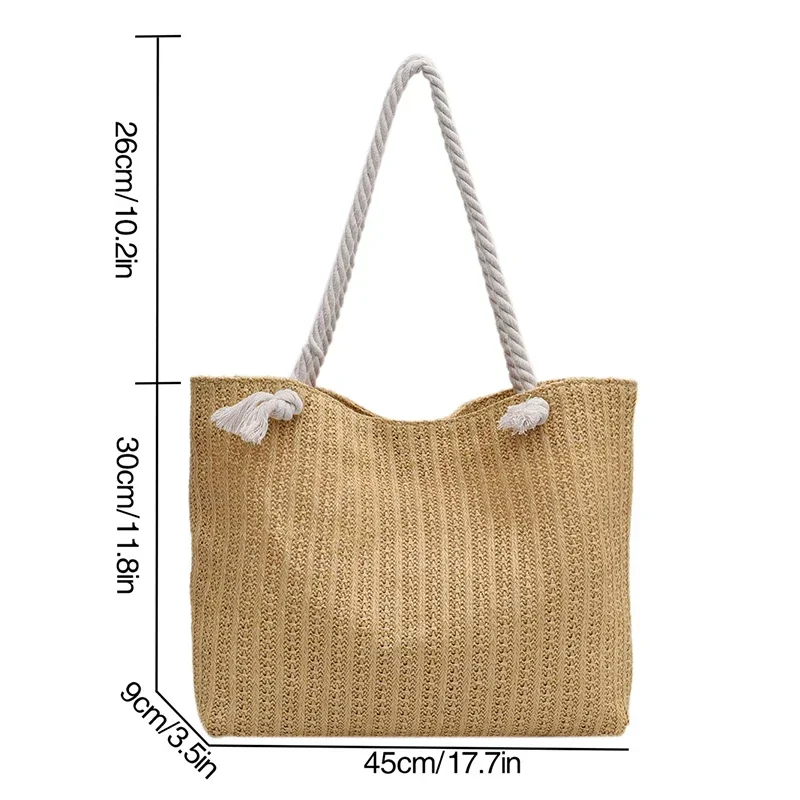 Bolso de paja tejido hecho a mano para niñas, bolso de mano de gran capacidad, estilo bohemio, para la playa, VL-029