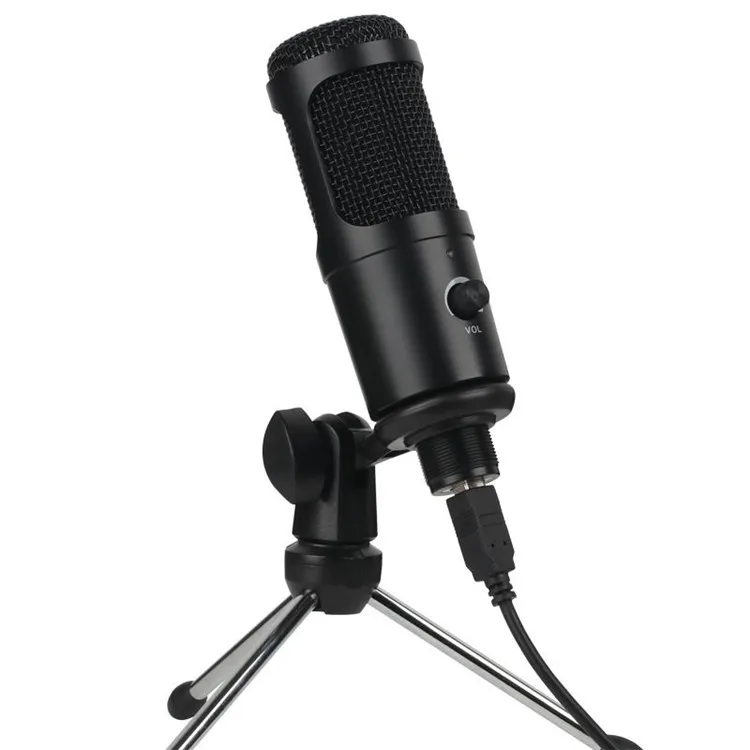 USB Desktop Wired Microphone with Gain Knob Plug and Play Studio Condenser Computer PC MIC for Laptop Gaming Streaming Recording