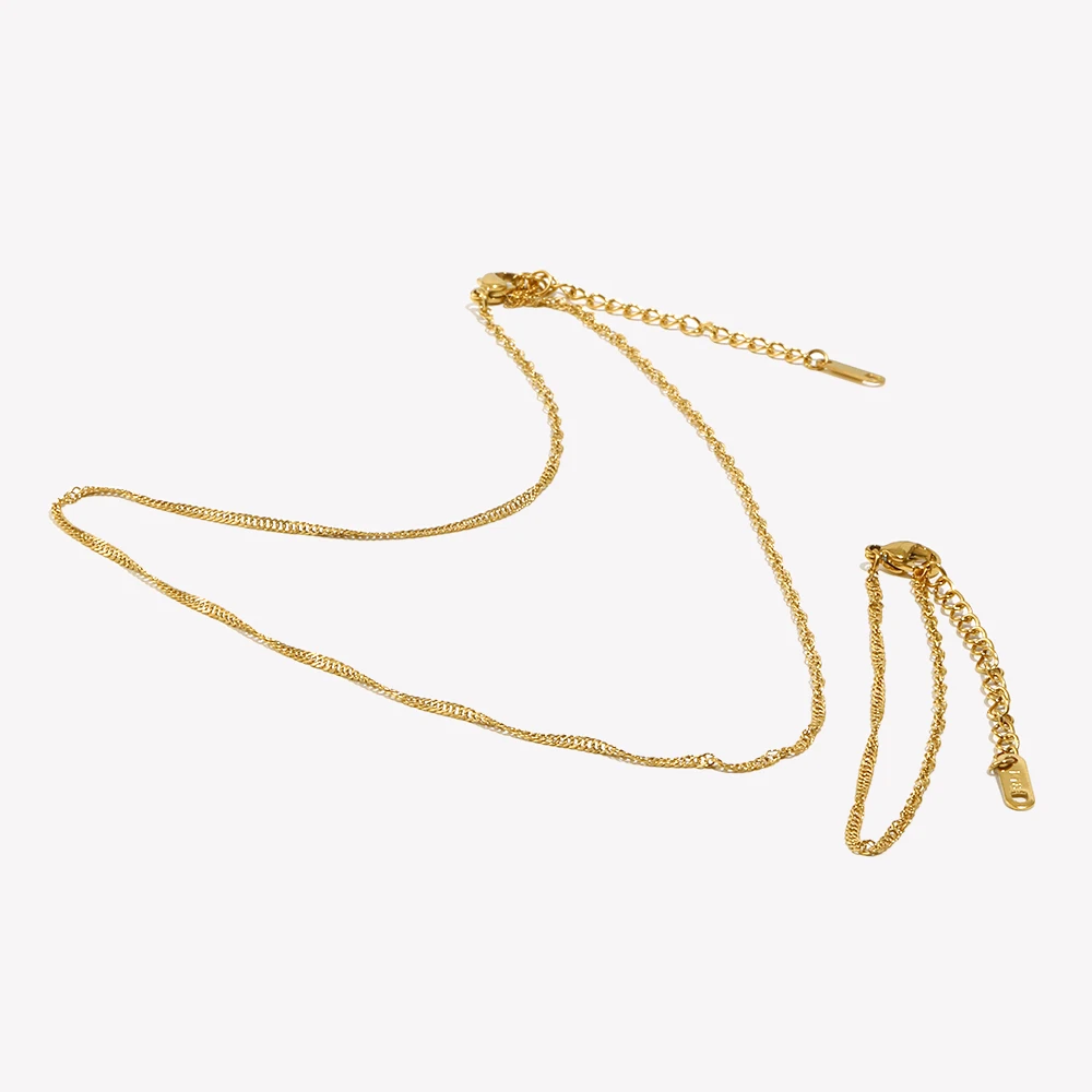 E.B.belle Fashion Water-wave Gold Bracelets for Girl Tarnish Free Anti-allergy Stainless Steel 18K Gold Plated Chain Bracelet