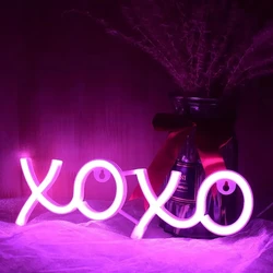 Neon Sign Pink LED XOXO Neon Light, Wall Art Decoration For Bedroom Living Room Party Bar Club Decor Gift Illuminated Sig