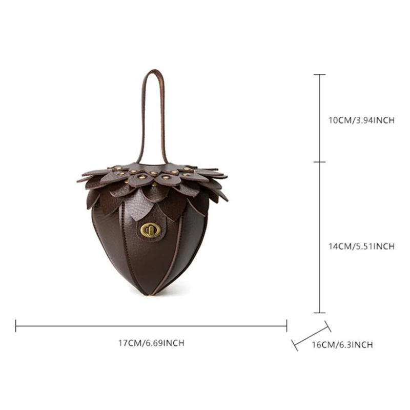 Medieval Retro Mini Coin Purse Strawberry Pinecone Shape Coin Wallet Personality Waist Bag PU Leather Lipstick Coin Pouch