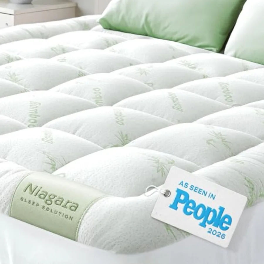 

Ultra Soft Size Mattress Topper - Rayon Derived from Bamboo Pillow Top Mattress Pad for Back Pain Relief - Naturally Cooling fo