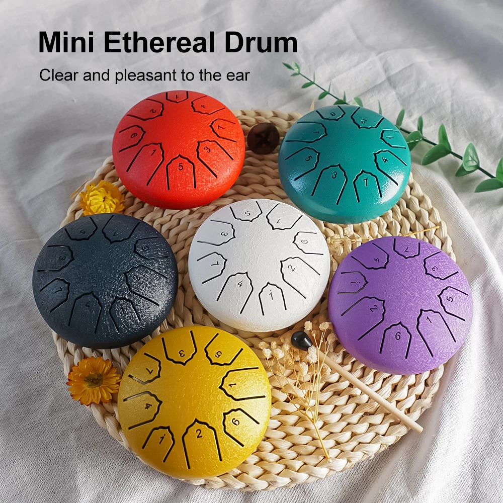 Musical Instrument Chimes - กลองลิ้นเหล็กขนาดเล็ก 4 นิ้ว 8 โน้ต กลองฝนสำหรับใช้งานกลางแจ้ง