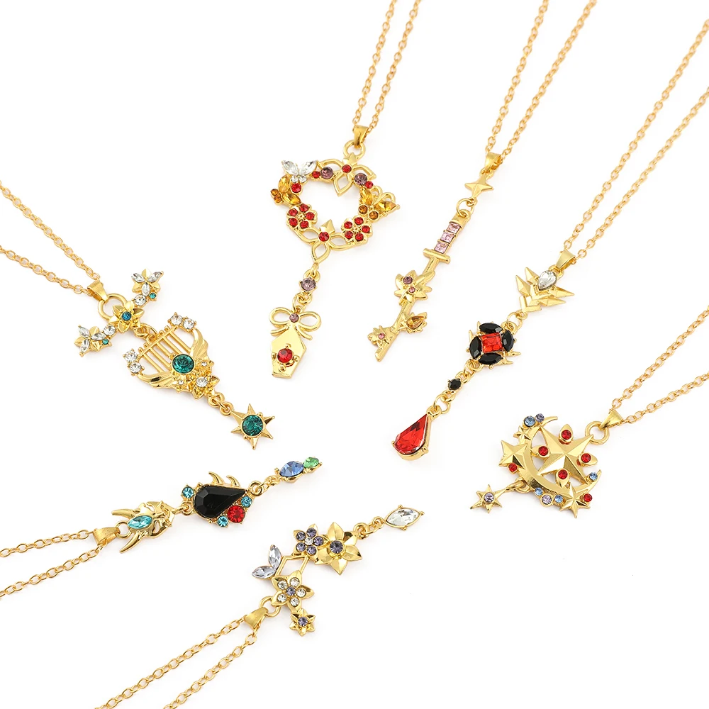 New Anime Genshin Impact Pendant Necklace For Women Trendy Jewelry Zircon Clavicle Chain Kazuha Tartaglia Venti Cosplay Necklace