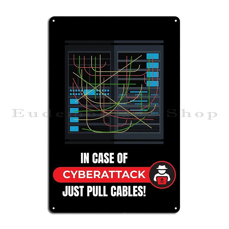 In Case Of Cyberattack It Hacker Code Metal Plaque Club Wall Decor Pub Designer Designing Tin Sign Poster