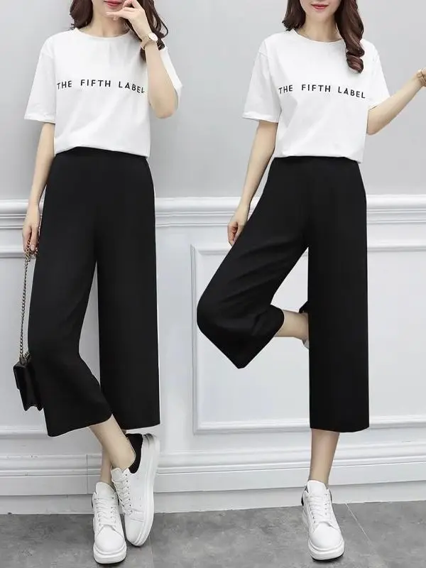 Korean Style High Waist Draped Straight Leg Casual Thin Seven-Foot Pants for Women Summer New Style Black Pants Loose Fit