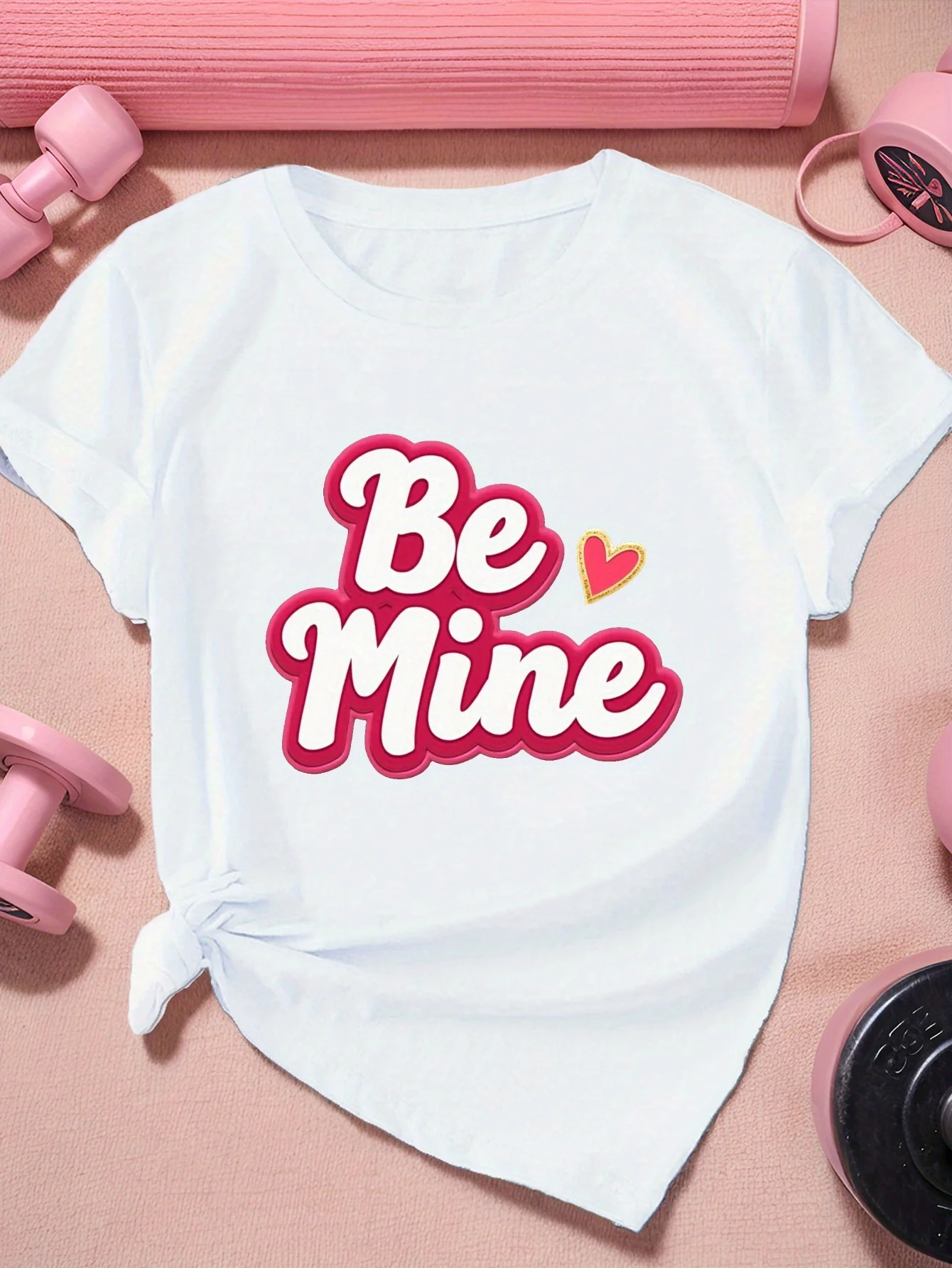 

Be Mine Women's Tee Short Sleeve Round Neck Casual Comfort Fit Short Sleeves Comfortable Soft Summer Fashion Clothing