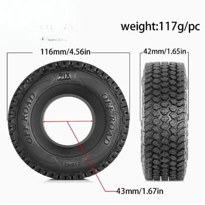 Pneumatici cingolati RC 4 pezzi 116 mm 1,9 "per Axial SCX10 TRX4 D90 |   Pneumatici fuoristrada in gomma impermeabili antiscivolo