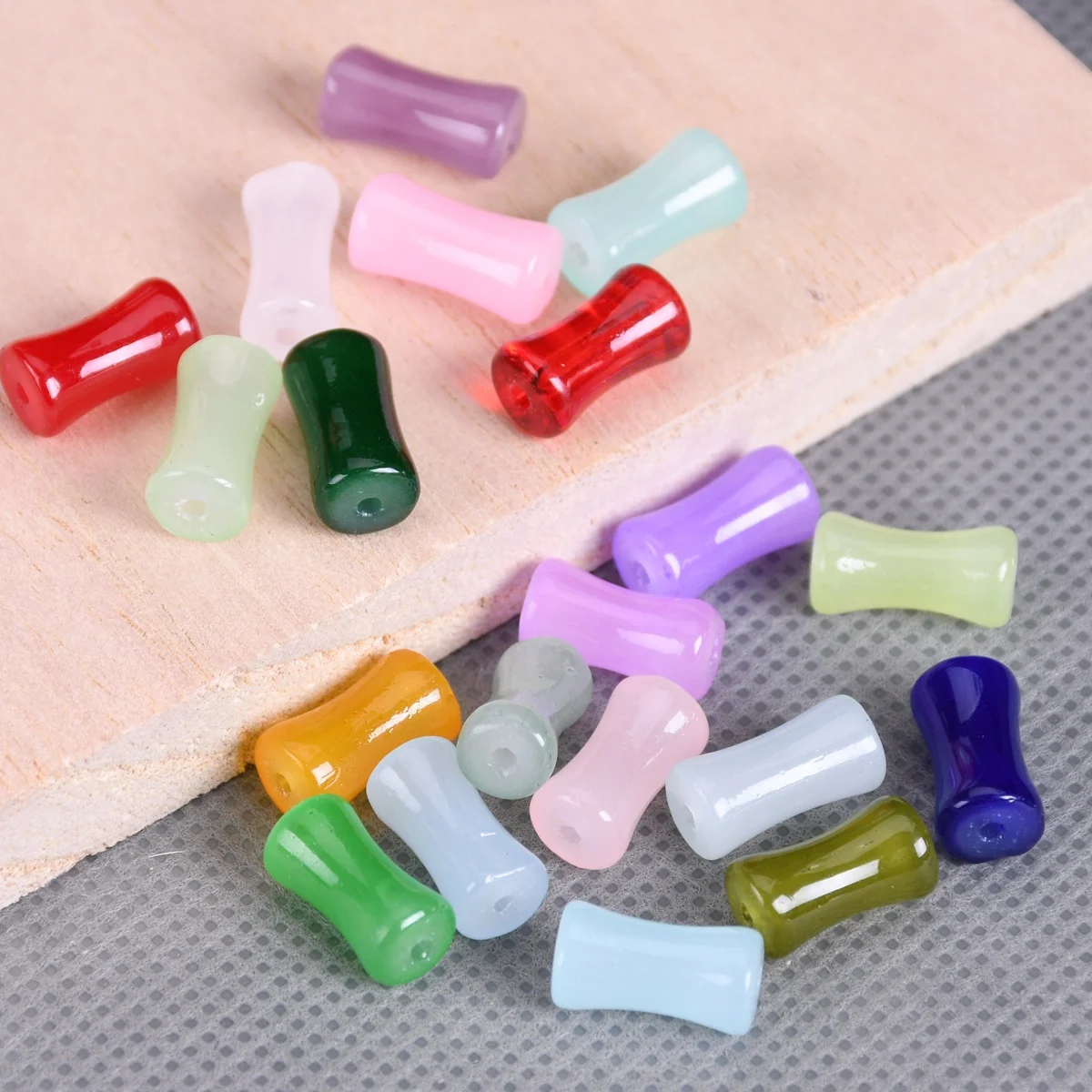 20pcs Bamboo Tube Shape 12x6mm Handmade Lampwork Glass Loose Beads For Jewelry Making DIY Crafts Findings