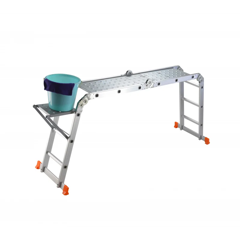 custom.Adjustable EN131 Aluminium Workbench Ladder 12 Steps Big Joint Extension Ladder Platform Outdoor Folding Ladders view 5
