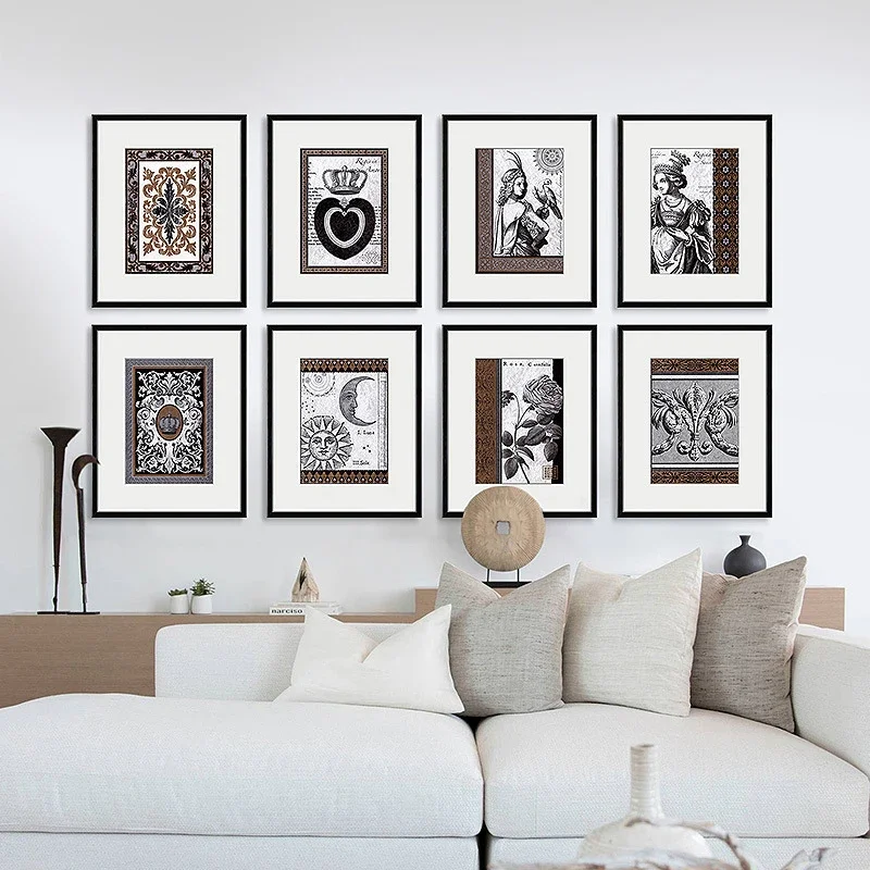 Póster de personajes con patrones Retro abstractos, cuadro sobre lienzo para pared de Luna Rose, impresión de corona Regina para decoración del hogar, sala de estar y dormitorio