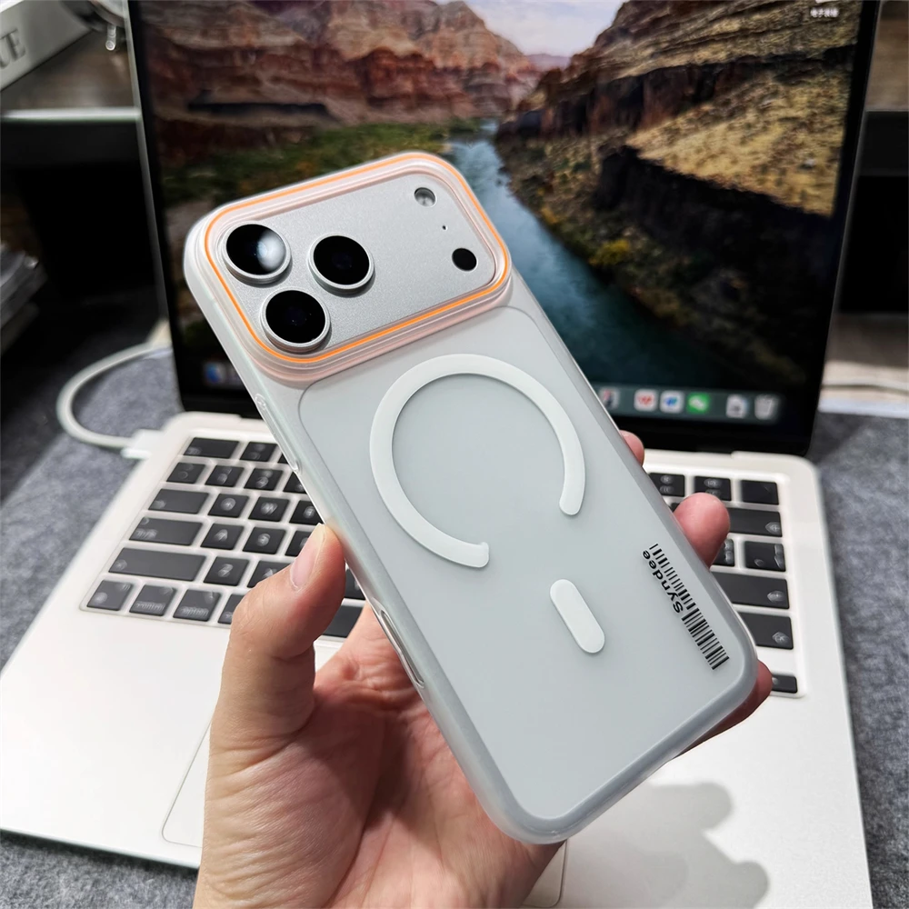 Mattierte, durchscheinende, schlanke Hartschale mit Barcode für iPhone 18 17 Pro Max Air 16 15 14 Plus 13 12 Pro mit Magsafe-Magnetabdeckung – Detail 6