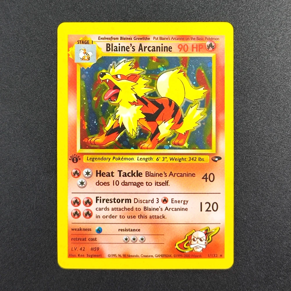 

DIY Pokemon TCG Pocket Card 2000 P.M Blaines Arcanine 1 Super Rare Collectibles Card Single Classic Game Anime Cards Toys