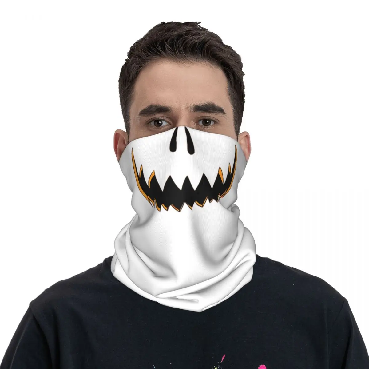 Pumpkin Grin Face Bandana Neck Gaiter Printed Mask Scarf Multifunction Cycling Scarf Running For Men Women Adult Windproof