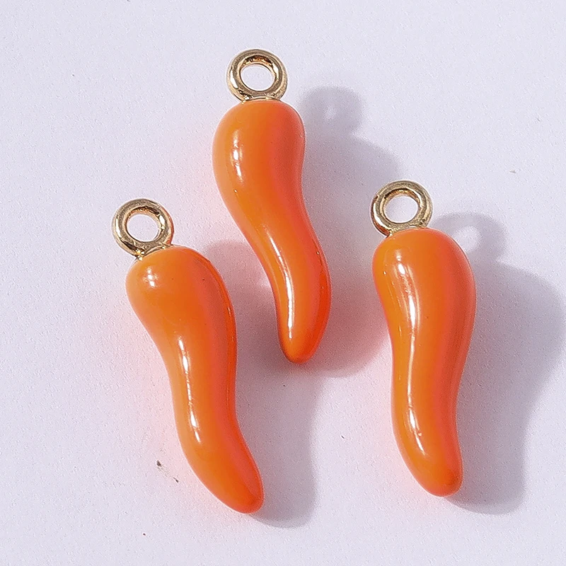 10 Stück 5x19mm süße Bonbonfarben Harz Lebensmittel Pfeffer Chili Charms Anhänger für Schmuckherstellung Tropfen Ohrringe Halsketten DIY Handwerk Geschenk – Detail 3