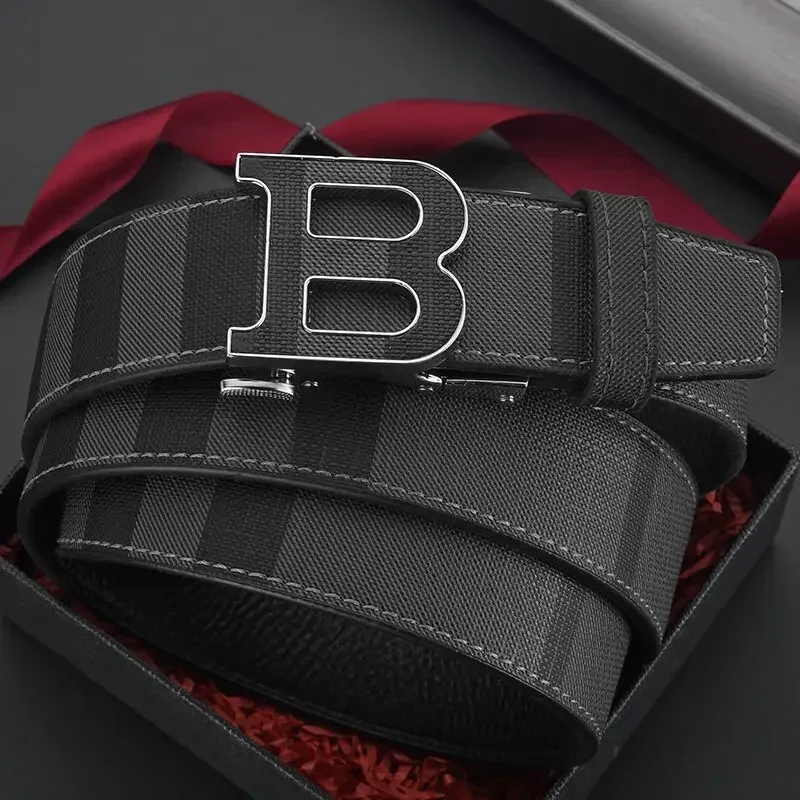 New High-end PU Leather Men Belt Casual Simple Business Letter B Buckle Belt Luxury Fashion Trousers Leather Accessories