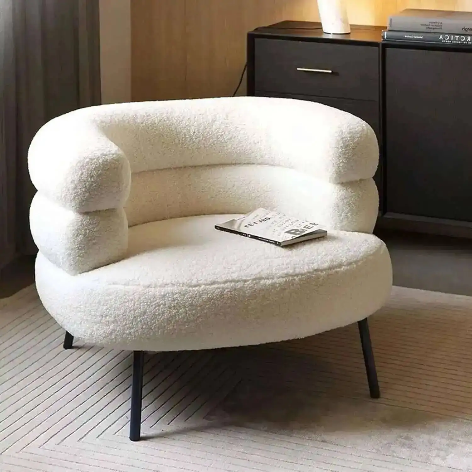 

Chair Chair, Modern Lazy Accent Single Couch Sofa Accent Chair, Curved Design backrest for Living Room Bedroom lambswool fabric