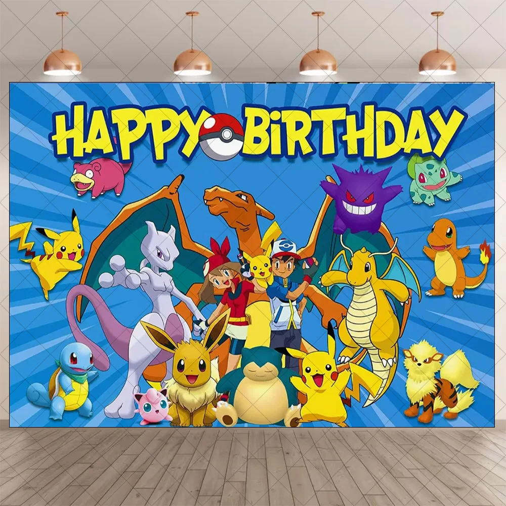 Pokemon Pikachu Thema Geburtstag Party Dekoration Hintergrund Cartoon Hintergrund Junge und Mädchen Geschenke Baby Dusche Liefert Foto Studio