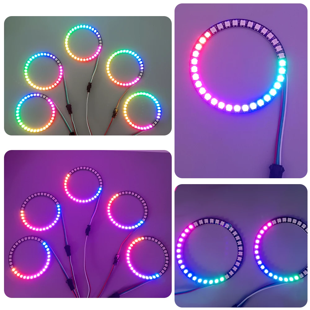 DC5V WS2812B Music Rhythm LED Ring Light Round Module 24/35/45 LEDs Individually Addressable RGB Light with SP107E Controller