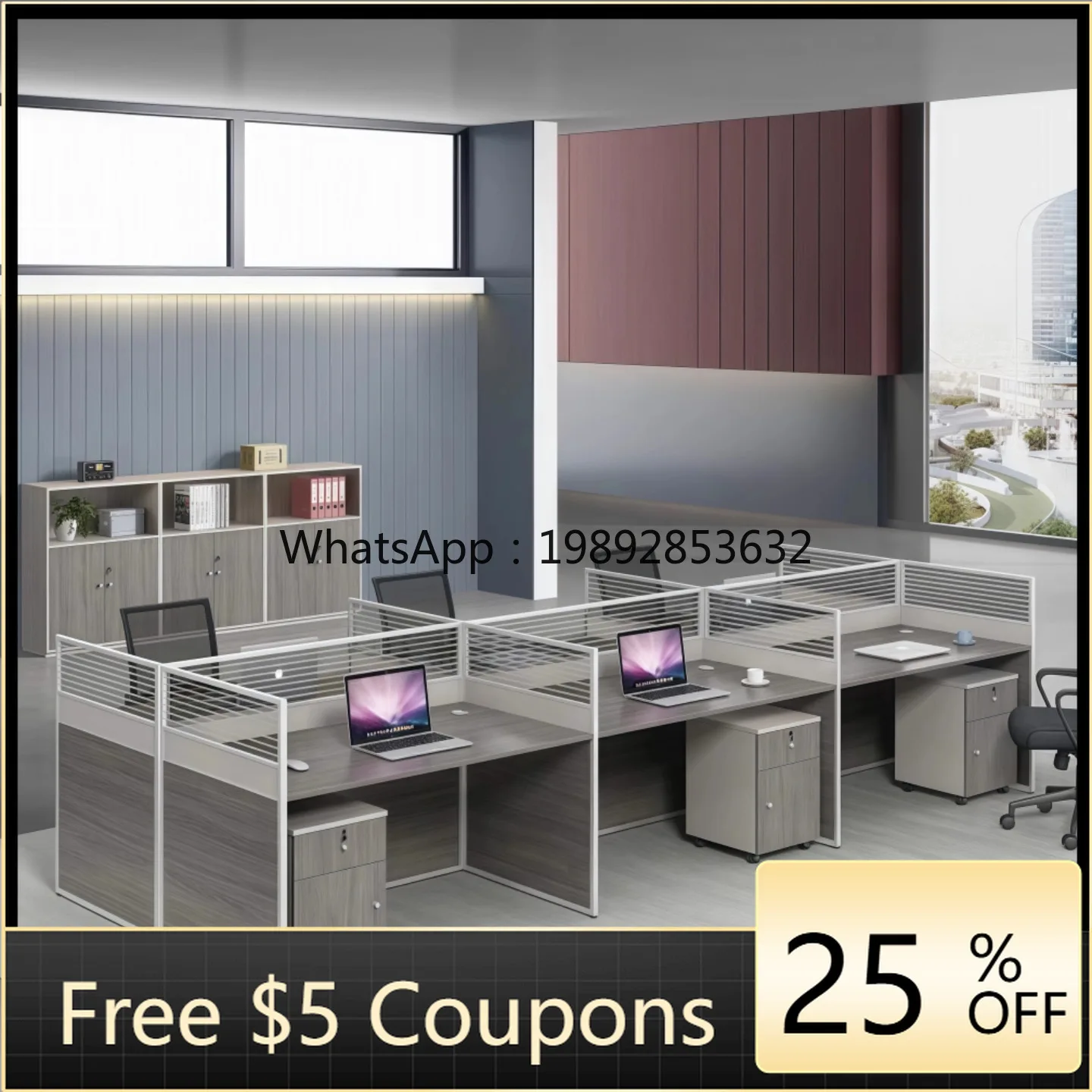 YFY Office Desk and Chair Set with Partition Workstation for Employees and Staff