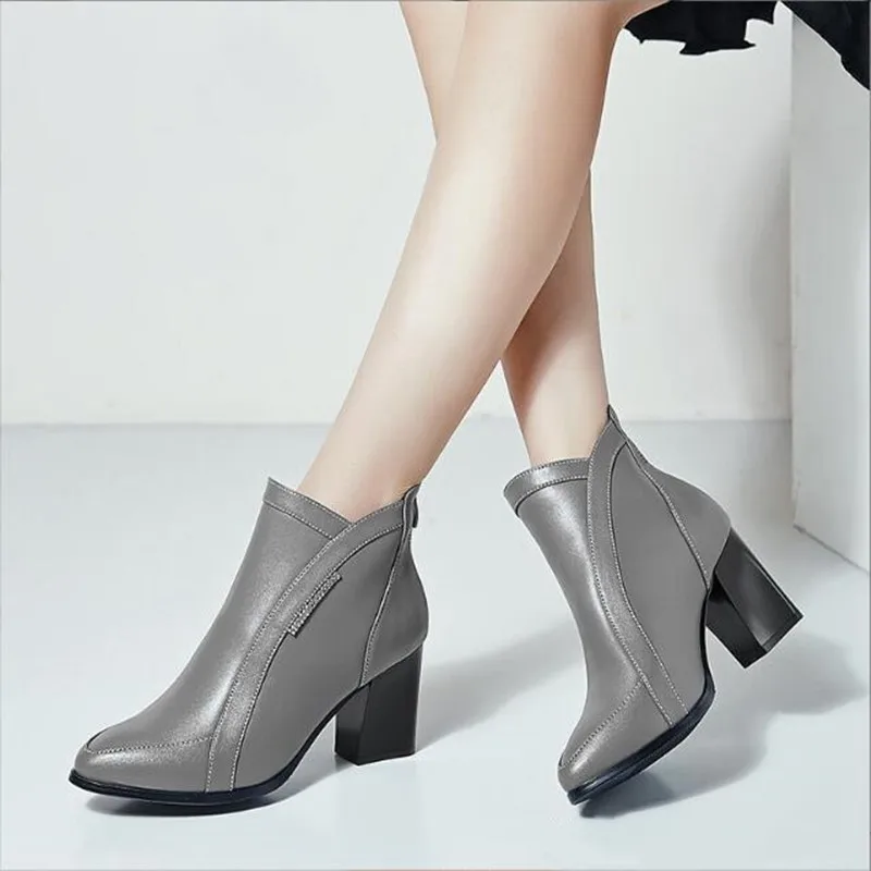 AIYUQI Women Boots Genuine Leather high heeled Shoes female boots fashion casual snow winter boots female High Quality