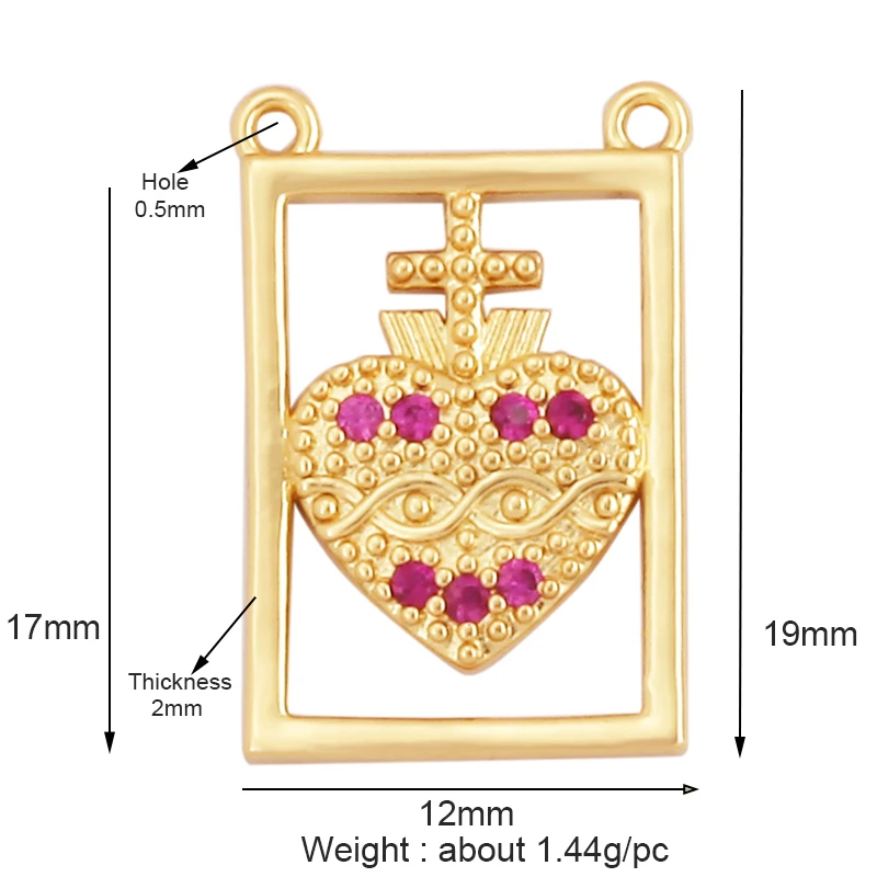 Religious Stye Jesus Virgin Mary Charm Geometry Pendant,Holy 18K Gold Inlaid Cubic Zirconia Jewelry Necklace Accessories M14