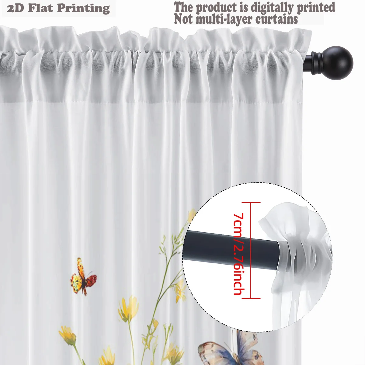 Vlinderthema Eendelig semi-transparant raamscherm Natuurlijk lichtgewicht Franse landelijke stijl tuinstang raamscherm