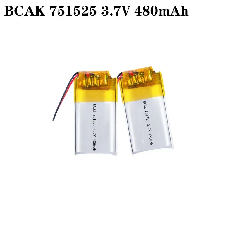 BCAK Battery 8PCS 751525 Polymer Lithium Battery 3.7V 480mAh  Discharge for Bluetooth Headset Recording Pen Small Toys Bluetooth