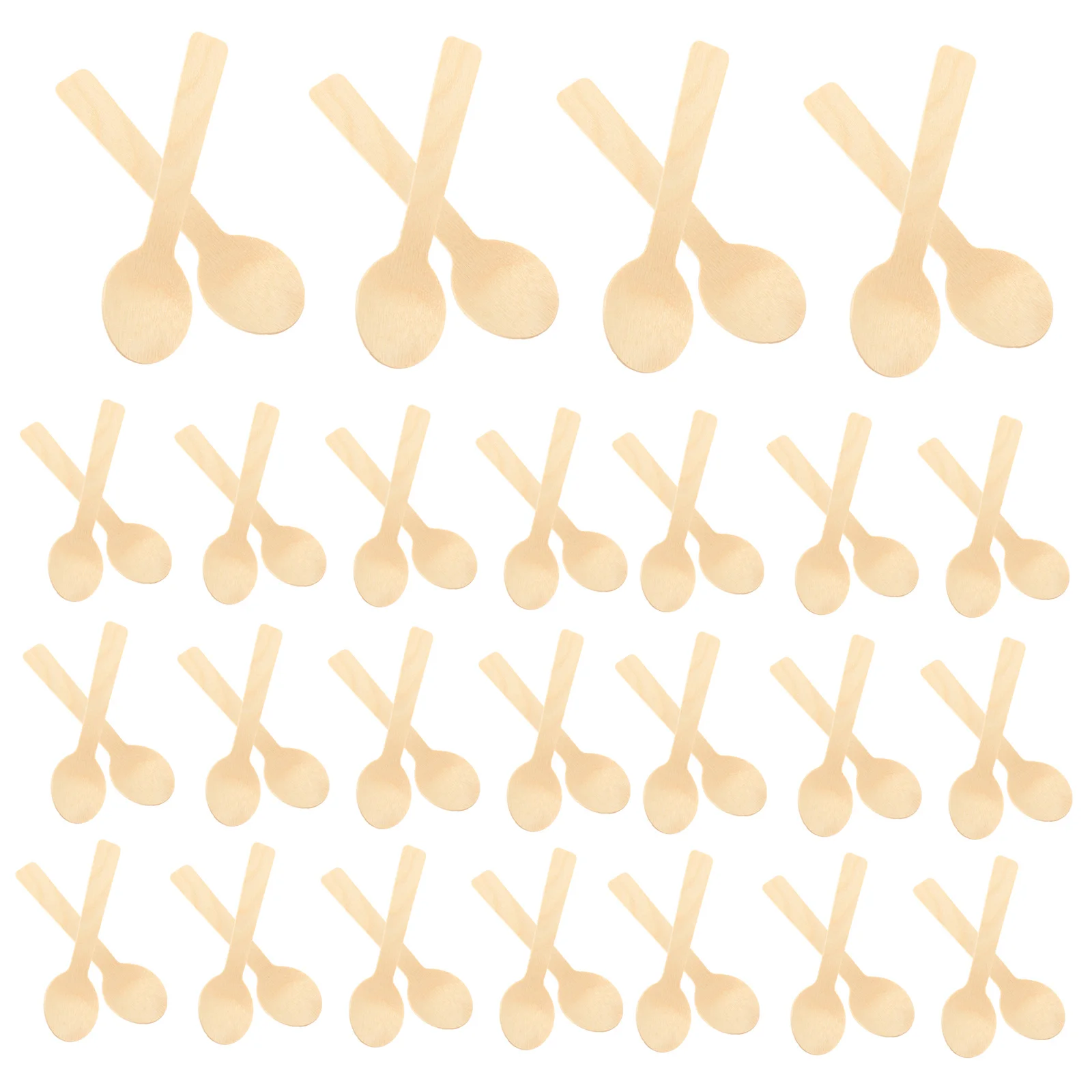 100Pcs Bamboo Mini Spoons Small Disposable Dessert Cake Ice Cream Yogurt Serving Kitchen Disposable Bamboo Spoons