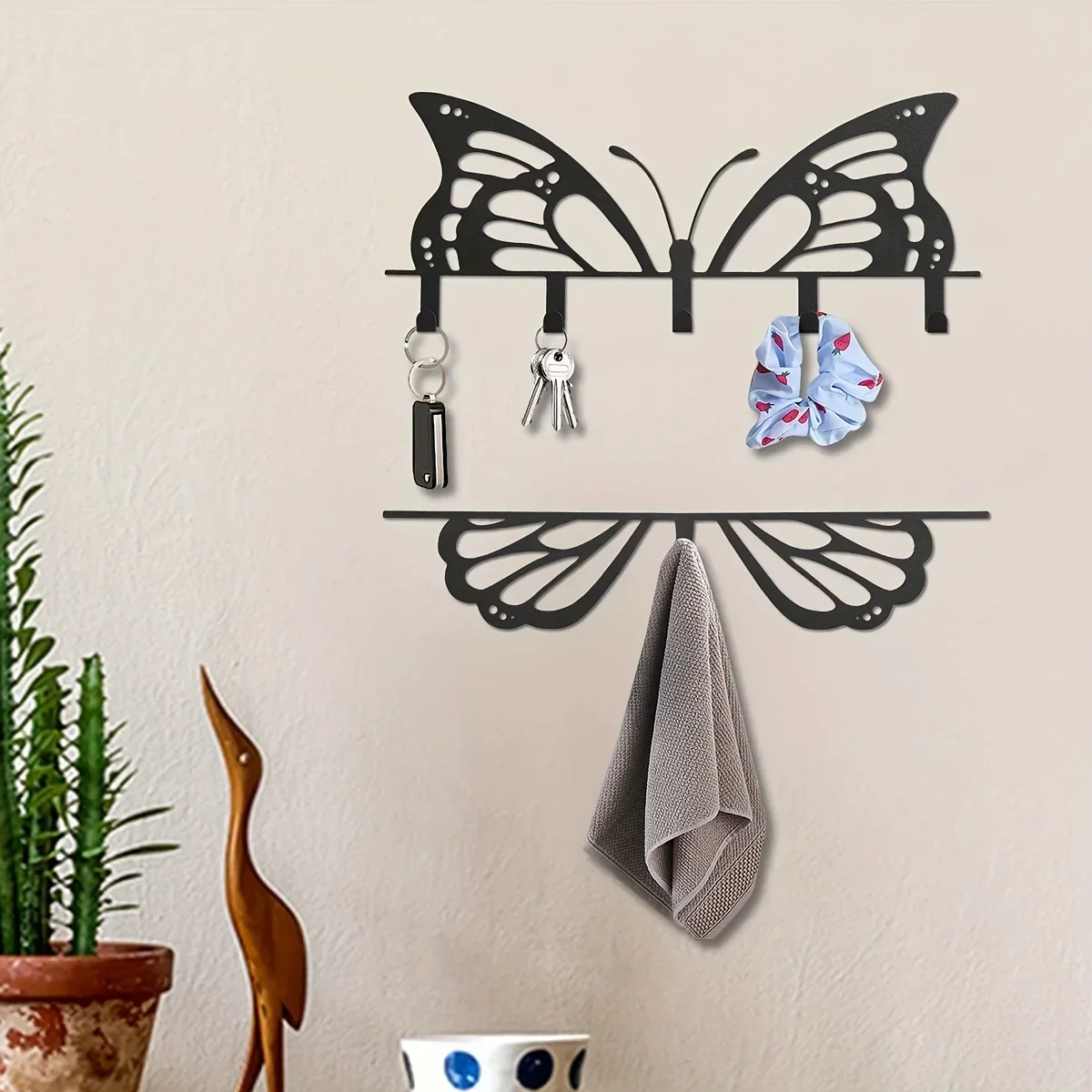 

CIFBUY Deco Metal Butterfly Key Hangers Wall Mounted Hooks Household Multi-Purpose Clothes Bag Hooks LivingRoom Wall Decoration