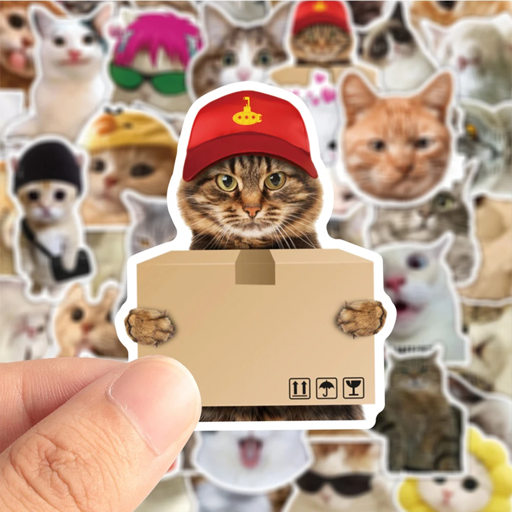 10/30/50pcs Cute Funny Cat Meme Cartoon Stickers Decals Phone Luggage Guitar Motorcycle Car Graffiti Sticker for Kids Girls Toy