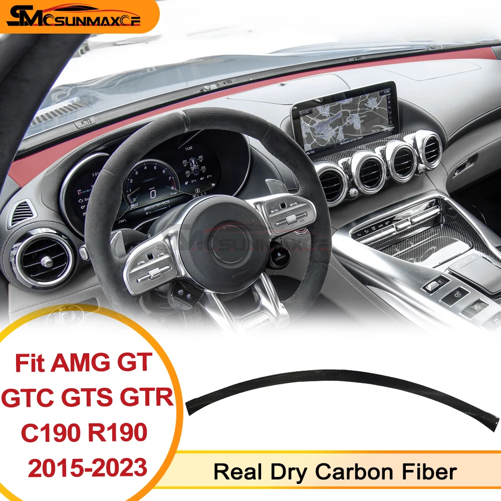 For Benz AMG GT C190 R190 GTS GTC GTR 2 Doors 2015-2023 Real Dry Carbon Fiber Dashboard Cover Sticker Interior Car Accessories
