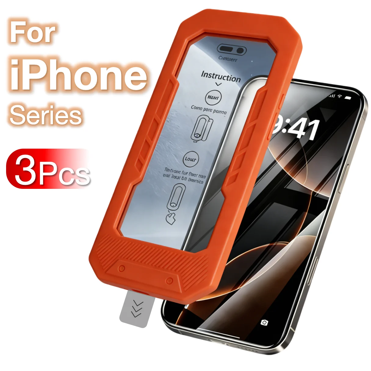 3Pcs For iPhone 17 Pro Max 17e 16 16e 15 14 Plus 13 12  Tempered Glass Screen Protective Unlock Super Easy 9H Hardness Unlock ﻿