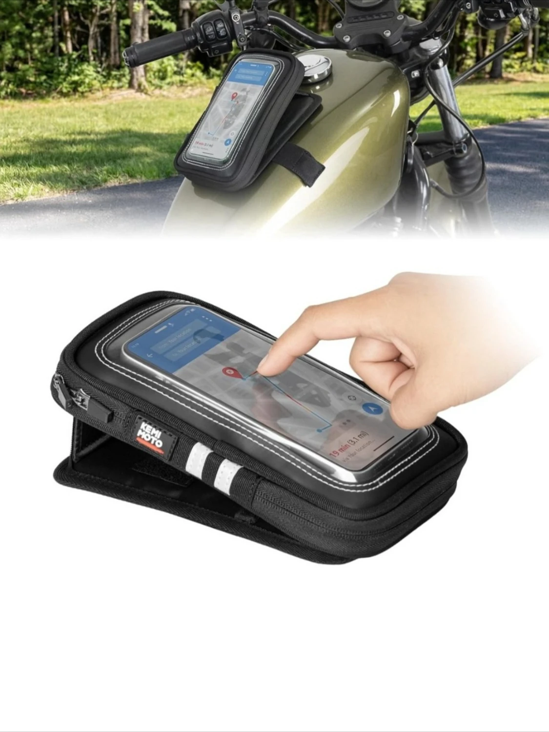 Universal Motorcycle Magnetic Tank Phone Bag Holder for Up to 6.9 Inch Phone Adjustable Angle Touch Screen Navigation Phone Bag