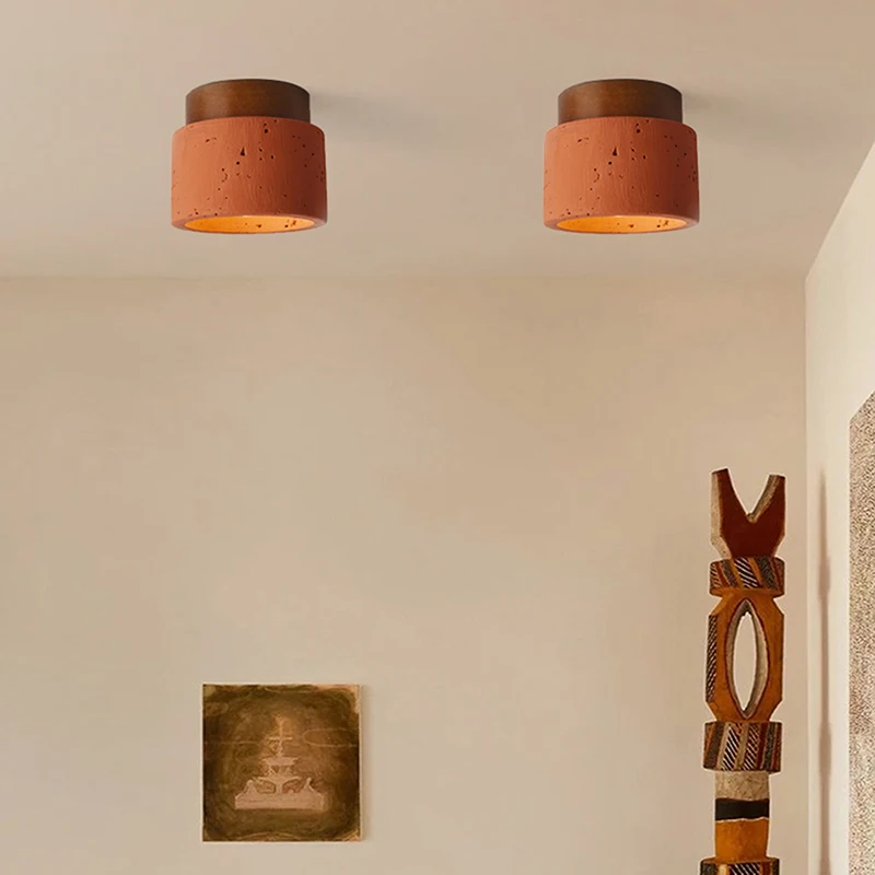 الرجعية الجوز الحجر المواد شفط ضوء السقف شقة غرفة المنزل مصباح صغير النمط الصناعي الممر شرفة الإضاءة