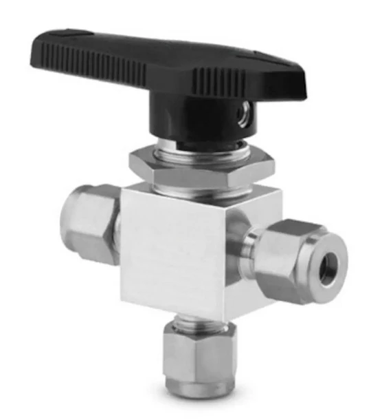 SS-41GXHLS2 Stainless Steel Tube 1-Piece 40 Series 3-Way Ball Valve 0.15Cv1/8in