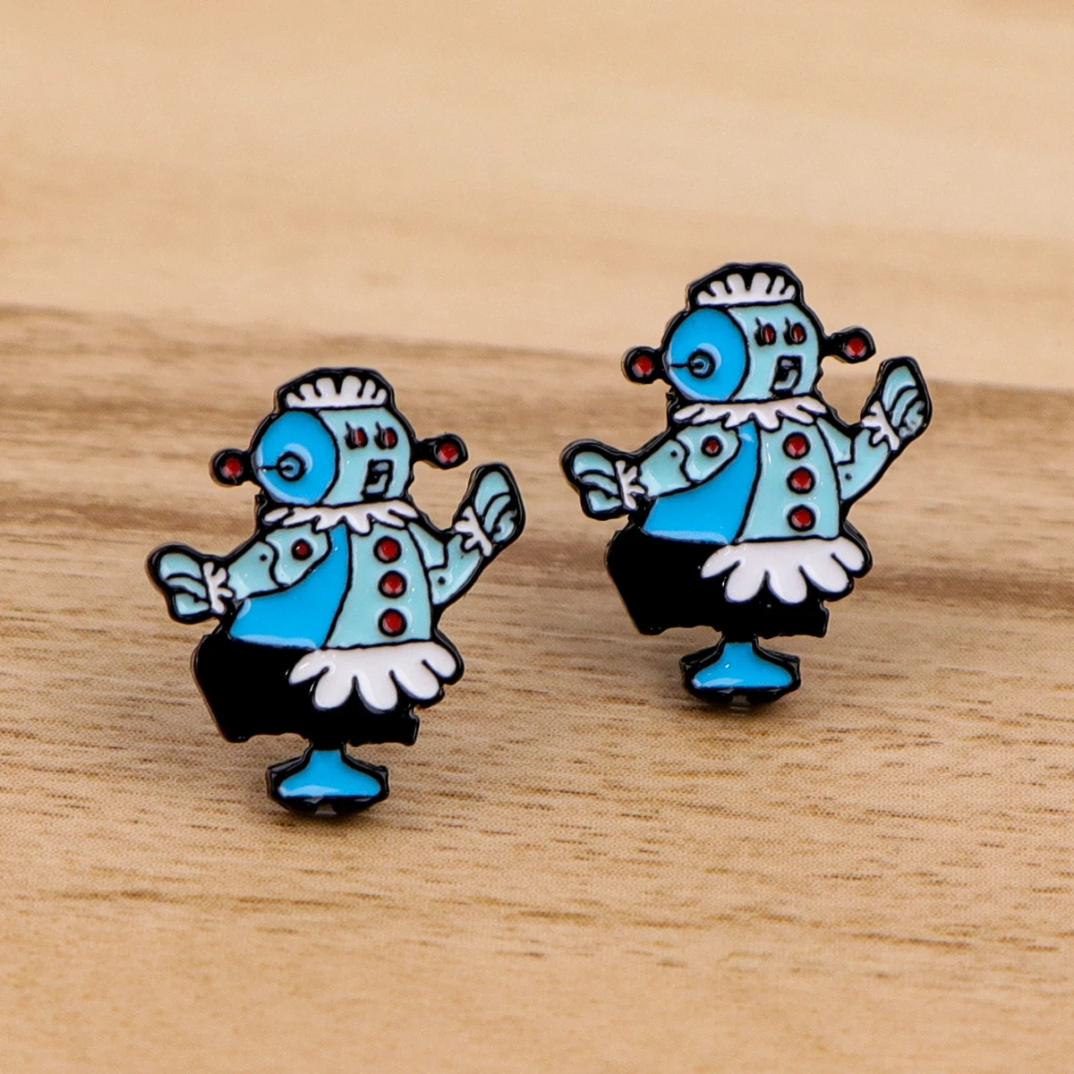 

Cartoon Robot Cute Enamel Earings for Women Girl Stud Earring Novel Fashion Jewelry Accessories Stainless steel Gift for Fans