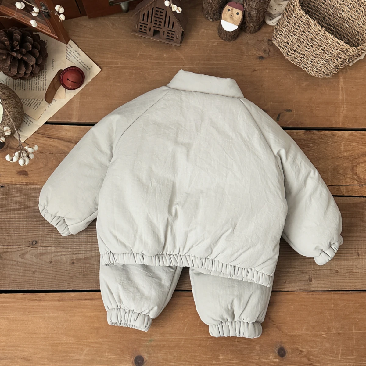 solid-color-kids-winter-2pcs-outfit-warm-padded-jacket-and-cuffed-pants-loose-fit-neutral-tracksuit-newborn-baby-items