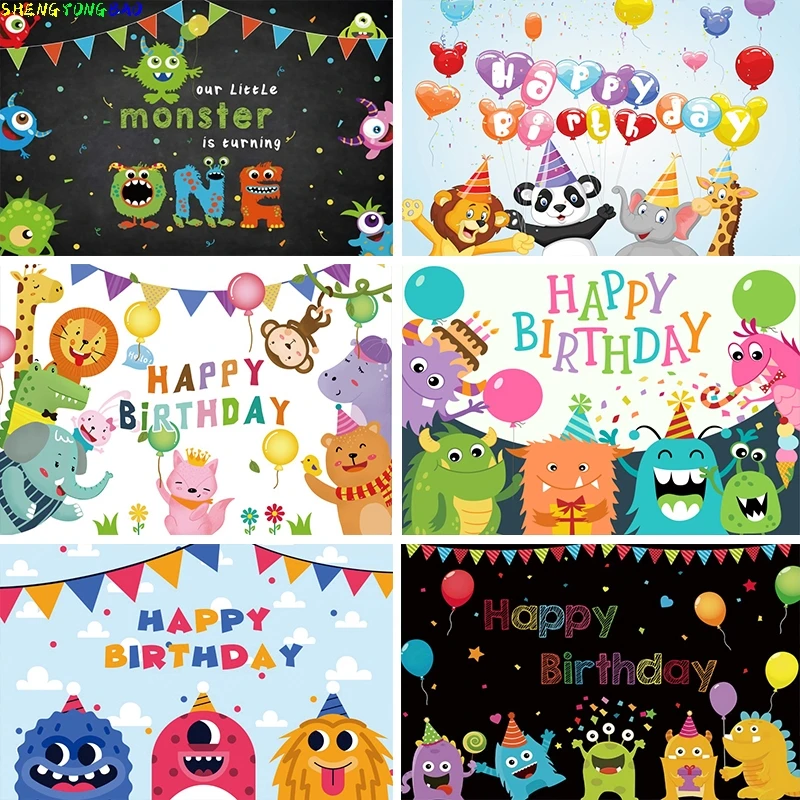 

Little Monster Baby Shower Birthday Photography Backdrops Photographic Backgrounds Vinyl For Photo Studio Photophone