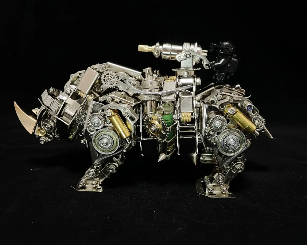 Mechanical Rhinoceros Metal Assembly DIY Assembly Kit 3D Metal Puzzle Animal Model Kit Puzzles Toy children Men  Gift