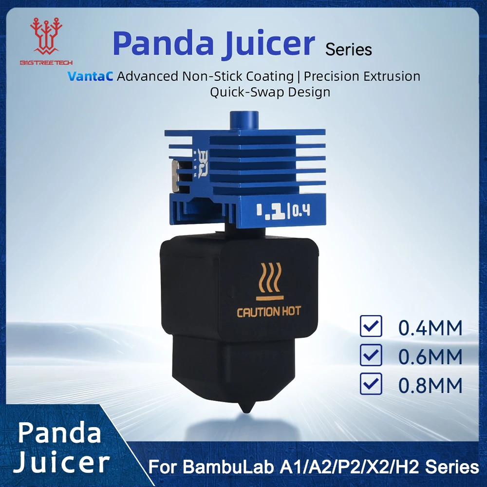 BIGTREETECH Panda Juicer Hotend Standard Flow 0.4/0.6/0.8mm Hardened Steel Nozzle For BambuLab X2D H2D H2C H2S P2S A1 A1mini