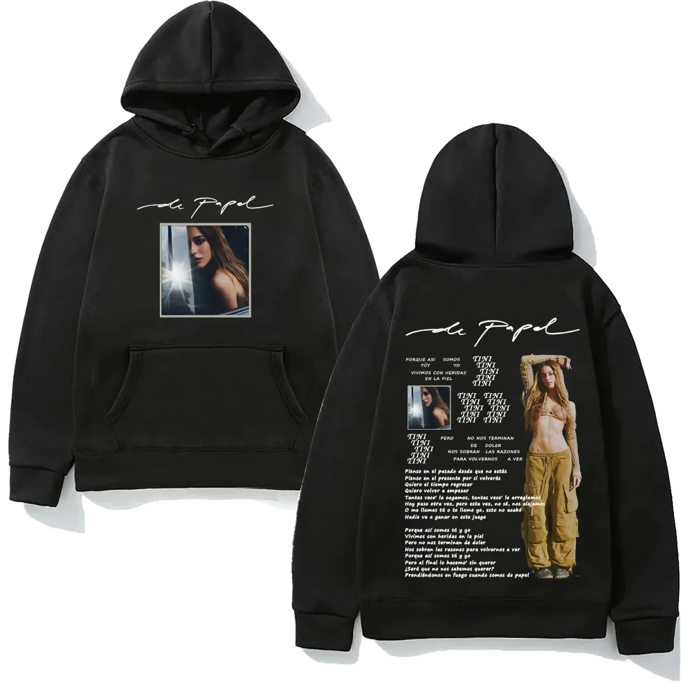 TINI -De Papel Hoodie Graphic Printing Fleece Grunge Sweatshirts Long Sleeve Singer's Same Style Clothing SudaderasPullovers