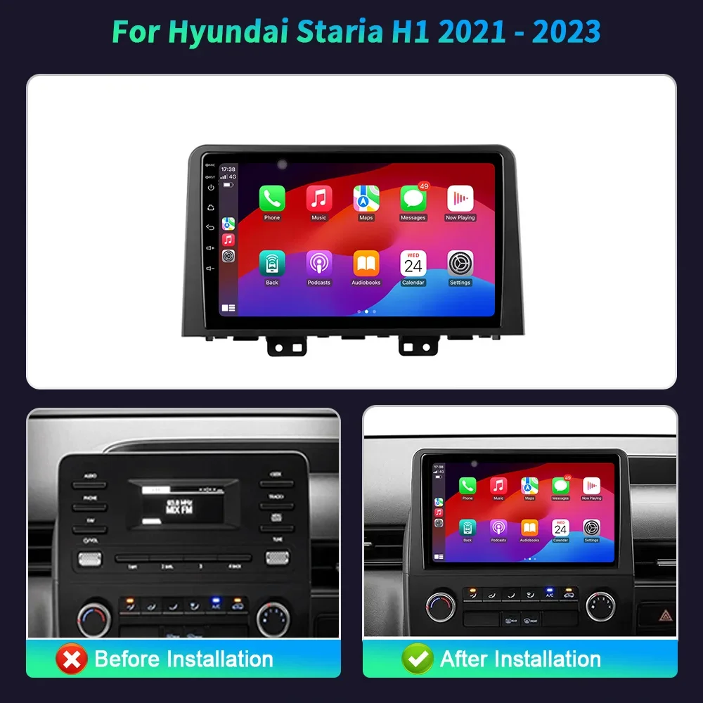 Android 14 For Hyundai Staria H1 2021-2023 Car Radio Multimedia Wireless Carplay Navigation Multimedia GPS Touch Screen Stereo