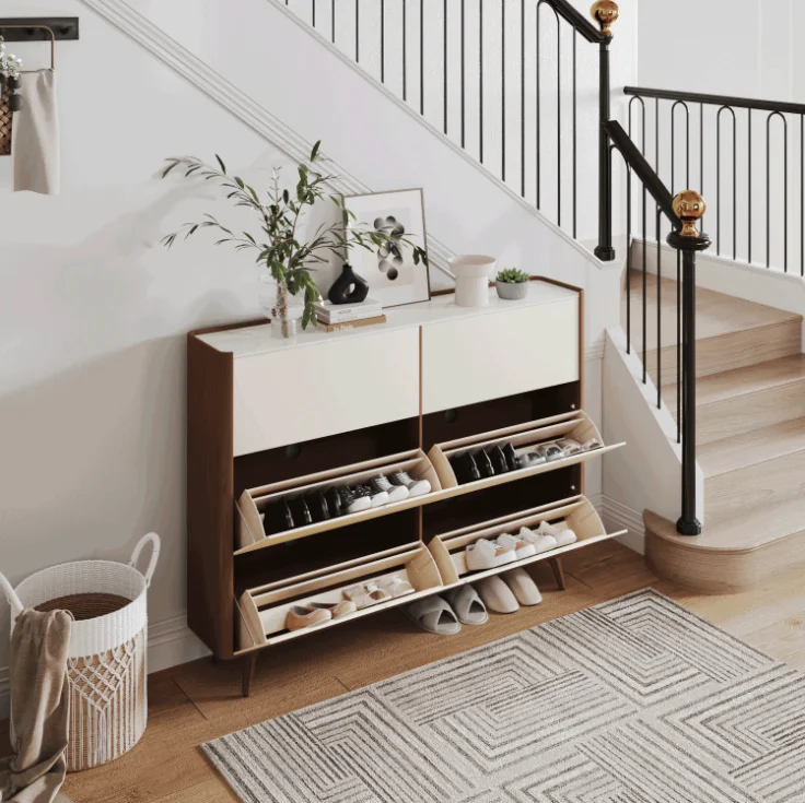 

Moderner Holzschuh Schrank Für Schuh Ablage Organisator, Schuh Regal Mit Schubladen Und 6 Türen, Geräumiger Moderner Schuh Regal