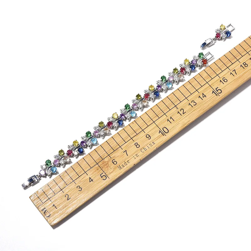 Gazing JewelryLight luxury fashion summer shine multi-color maple leaf bracelet women's clothing jewelry set wedding ball gift