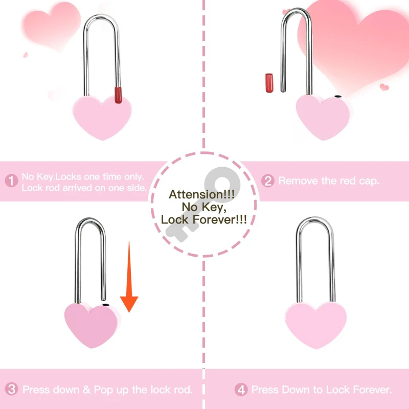 Mini Metal Heart Shaped Padlock Love Lock Wedding Valentine's Day Gifts Romantic Couple Wishing Lock Longevity Lock Keyless